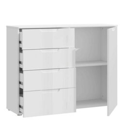 Wyld Haus Leipzig White Gloss Chest Of 4 Drawers And 1 Door - thumbnail 4
