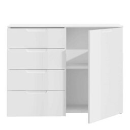Wyld Haus Leipzig White Gloss Chest Of 4 Drawers And 1 Door - thumbnail 3
