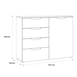 Wyld Haus Leipzig White Gloss Chest Of 4 Drawers And 1 Door - thumbnail 8