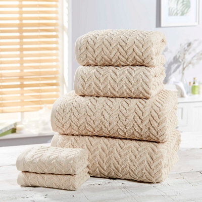 Rapport Home Herringbone Towel Pure Cotton Face Natural