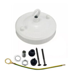 White Ceiling Rose With Hook 105mm Metal Ceiling Plate For Pendant Light Fittings Chic Flush Mount Canopy For Indoor Lighting - thumbnail 5