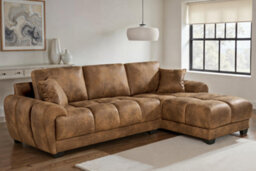 Faux Leather Suede Brown 2C1 Corner Sofa