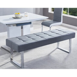 Furniture in Fashion Austin Large Faux Leather Dining Bench In Grey - thumbnail 1