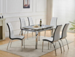 Furnizone UK Grande 6-Seater Ceramic Extending Dining Table And 6 Vienna White Faux Leather Chairs - thumbnail 2