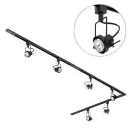 Litecraft Greenwich Black 6 Head 3M Long L Shape Kitchen Track Light With Led Bulbs - thumbnail 1