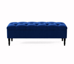 Alyana Ottoman Bench With Storage And Turned Wooden Legs, 120Cm Wide Ottoman Box - Sapphire Blue Plush Velvet - thumbnail 3