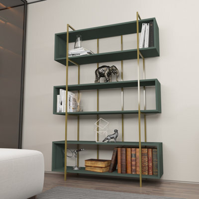 Decorotika Bruti 5-Tier Bookcase Shelving Unit Green Gold - image 1