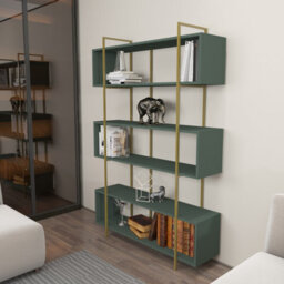 Decorotika Bruti 5-Tier Bookcase Shelving Unit Green Gold - thumbnail 5