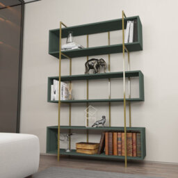 Decorotika Bruti 5-Tier Bookcase Shelving Unit Green Gold - thumbnail 1