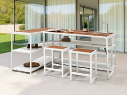 Beliani Outdoor Kitchen Island Avetrana Metal Brown/ White - thumbnail 2