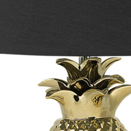 Beliani Pineapple Table Lamp In Gold With Black Ceramic Base - 32Cm Dia X 52Cm H, Warm White Shade - thumbnail 4