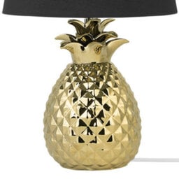 Beliani Pineapple Table Lamp In Gold With Black Ceramic Base - 32Cm Dia X 52Cm H, Warm White Shade - thumbnail 6