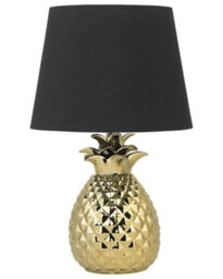 Beliani Pineapple Table Lamp In Gold With Black Ceramic Base - 32Cm Dia X 52Cm H, Warm White Shade - thumbnail 3