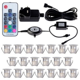 First Choice Lighting Set Of 20 - 30mm Ip67 Colour Changing Led Decking Kit With Photocell - thumbnail 1