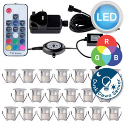 First Choice Lighting Set Of 20 - 30mm Ip67 Colour Changing Led Decking Kit With Photocell - thumbnail 9