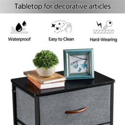 Yaheetech Fabric Chest Of Drawers With 3 Drawers Dark Grey - thumbnail 4