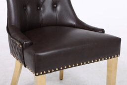 Modernique A Pair Of Leather Aire Dining Chairs With Golden Legs In Black - thumbnail 6