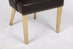 Modernique A Pair Of Leather Aire Dining Chairs With Golden Legs In Black - thumbnail 7