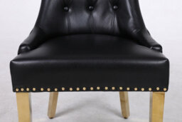 Modernique A Pair Of Leather Aire Dining Chairs With Golden Legs In Black - thumbnail 8