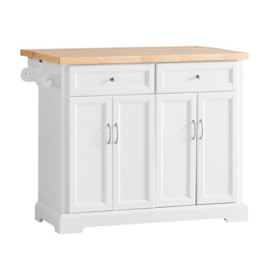 Sobuy Fkw71-Nw, Kitchen Island On Wheels Rolling Kitchen Storage Trolley With Extendable Rubber Wood Worktop,w107Xd71Xh92.5 - image 1
