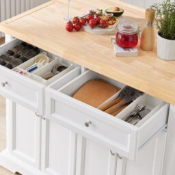 Sobuy Fkw71-Nw, Kitchen Island On Wheels Rolling Kitchen Storage Trolley With Extendable Rubber Wood Worktop,w107Xd71Xh92.5 - thumbnail 6