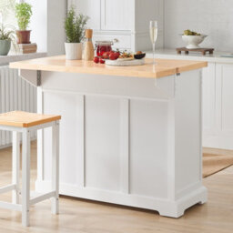Sobuy Fkw71-Nw, Kitchen Island On Wheels Rolling Kitchen Storage Trolley With Extendable Rubber Wood Worktop,w107Xd71Xh92.5 - thumbnail 2