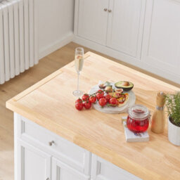 Sobuy Fkw71-Nw, Kitchen Island On Wheels Rolling Kitchen Storage Trolley With Extendable Rubber Wood Worktop,w107Xd71Xh92.5 - thumbnail 8