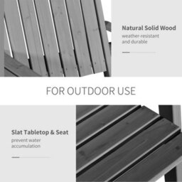 Outsunny 2-Seater Wooden Garden Bench With Armrest, Grey - thumbnail 7