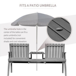 Outsunny 2-Seater Wooden Garden Bench With Armrest, Grey - thumbnail 5