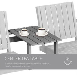 Outsunny 2-Seater Wooden Garden Bench With Armrest, Grey - thumbnail 6