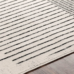 Livabliss Pisa-Geometric Black Grey Ivory Modern Living Dining Bedroom Rug 200 X 275 Cm Easy Care, Non Shedding - thumbnail 3