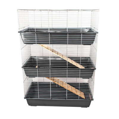 Kct Indoor Cage Rabbit Small 100Cm Triple Level 3 Tier Dark Grey Bunny Run Animal Pet House - image 1