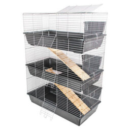 Kct Indoor Cage Rabbit Small 100Cm Triple Level 3 Tier Dark Grey Bunny Run Animal Pet House - thumbnail 4