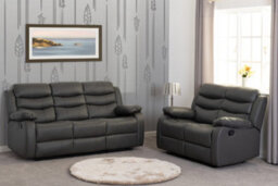 Seconique Roma 3 And 2 Seater Recliner Suite With Cup Holders Grey Faux Leather - thumbnail 2