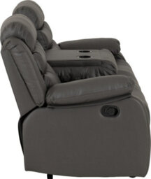 Seconique Roma 3 And 2 Seater Recliner Suite With Cup Holders Grey Faux Leather - thumbnail 7