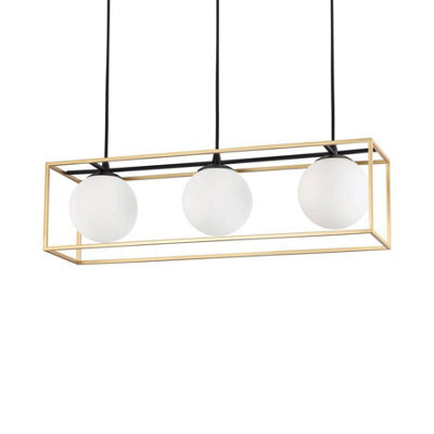 Ideal Lux Lingotto 3 Light Pendant Bar Light Antique Brass - image 1