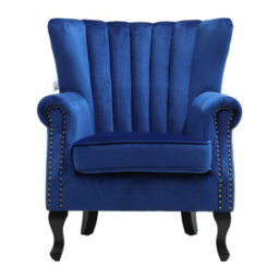 Living And Home Dark Blue Vintag Armchair With Rubberwood Legs, 90Cm H - thumbnail 5