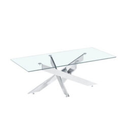 Mihomeuk Cannes Glass Coffee Table With Stainless Steel Interlocking Legs - thumbnail 2