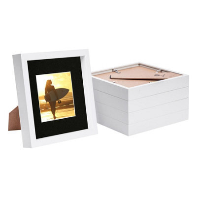 "Nicola Spring 8 X 8"" Photo Frames - Black Mount 3D Photo Frame Picture Frame Box Portrait Display Case & Spacer (4 X 4"" Mount) X5" - image 1