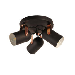 Pagazzi Lighting Pagazzi Letto Black And Copper 3 Light Ceiling Spotlight Plate - thumbnail 3