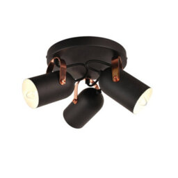 Pagazzi Lighting Pagazzi Letto Black And Copper 3 Light Ceiling Spotlight Plate - thumbnail 4
