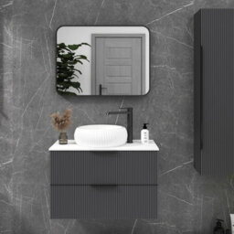 Royal Bathrooms Elmore 600 X 800mm Wall Mounted Bathroom Mirror Hanging Horizontal/vertical Matt Black Aluminium Framed Non-Led