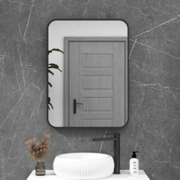 Royal Bathrooms Elmore 600 X 800mm Wall Mounted Bathroom Mirror Hanging Horizontal/vertical Matt Black Aluminium Framed Non-Led - thumbnail 5