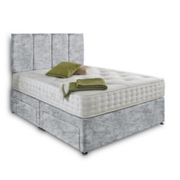 Dining Tables Zanzibar Headboard Divan Set , 2 Drawer On Same Side With Sprung 1500 Comfort Mattress - Crushed Velvet Silver - King - thumbnail 4