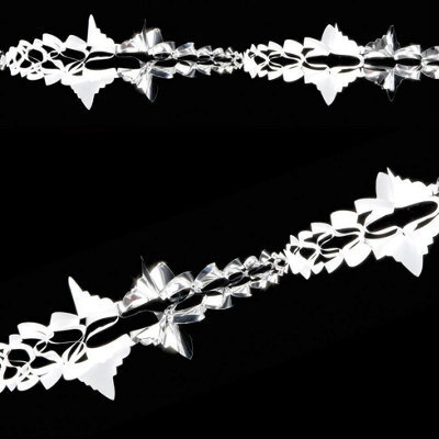 Premier Decorations Limited Foil Christmas Garland Ceiling Decoration Premier Silver & White Garland 2.7M