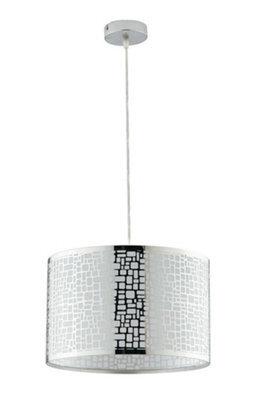 Luminosa Lighting Luminosa Maya Cylindrical Pendant Ceiling Light Chrome 35X22Cm