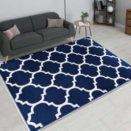 Ameha Extra Large Printed Rugs Non Slip Living Room Bedroom Indoor Outdoor Ava Navy Carpets 200 X 290 Cm Luxury Area Rug - thumbnail 4