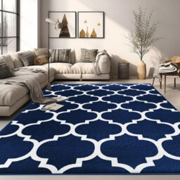 Ameha Extra Large Printed Rugs Non Slip Living Room Bedroom Indoor Outdoor Ava Navy Carpets 200 X 290 Cm Luxury Area Rug - thumbnail 5