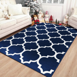 Ameha Extra Large Printed Rugs Non Slip Living Room Bedroom Indoor Outdoor Ava Navy Carpets 200 X 290 Cm Luxury Area Rug - thumbnail 3