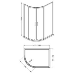 Balterley Left Hand Offset Quadrant Shower Suite With 6mm Safety Glass Enclosure & 1200 X 800mm Tray In Matt Black Frame - thumbnail 2